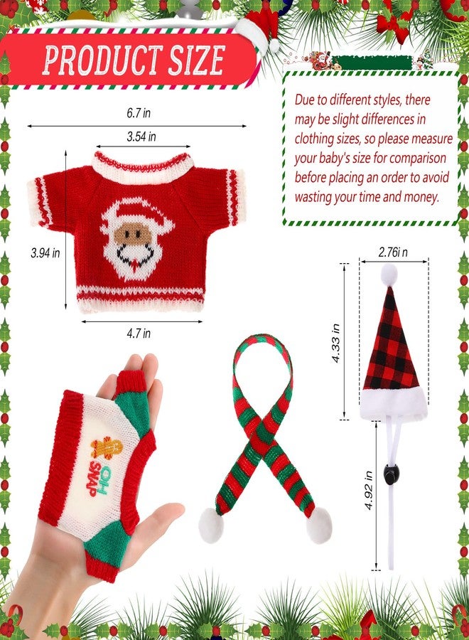 Cosblank 4 Pairs Christmas Guinea Pig Costume Santa Hat Small Animal Christmas Clothes with Scarf Warm Winter Christmas Sweater for Ferret Hamster Bunny Chinchilla Hedgehog Rabbit - Image 2